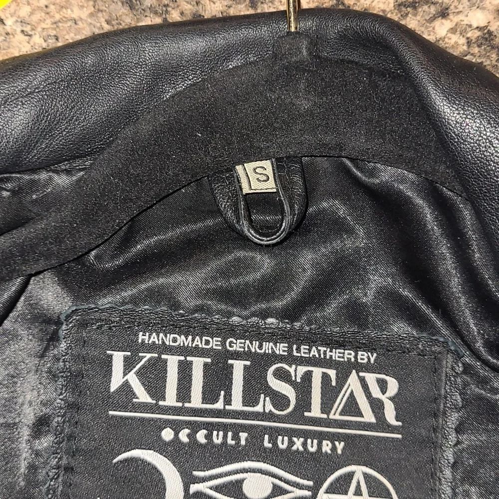 Killstar Black & White Real Leather Jacket - Picture 7 of 11